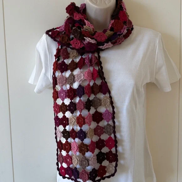 Sophie Digard Multicolor Wool Floral Crochet Scarf OS - Picture 2 of 11